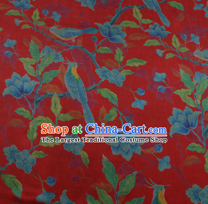 Chinese Classical Red Satin Plain Traditional Pattern Cheongsam Drapery Silk Fabric Gambiered Guangdong Gauze