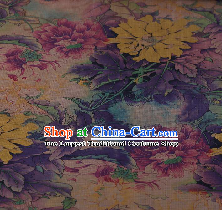Chinese Classical Satin Plain Traditional Pattern Cheongsam Drapery Silk Fabric Gambiered Guangdong Gauze