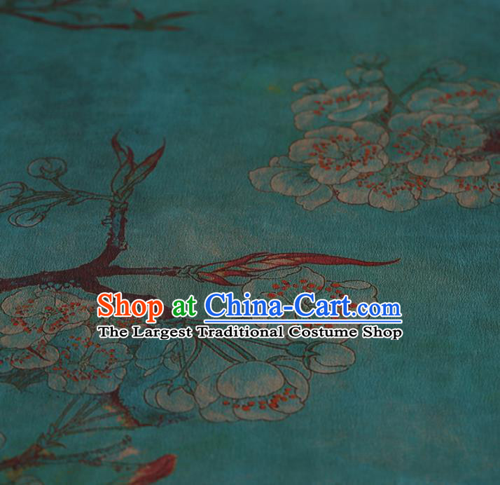 Chinese Traditional Silk Fabric Classical Pear Flowers Pattern Green Satin Plain Cheongsam Drapery Gambiered Guangdong Gauze