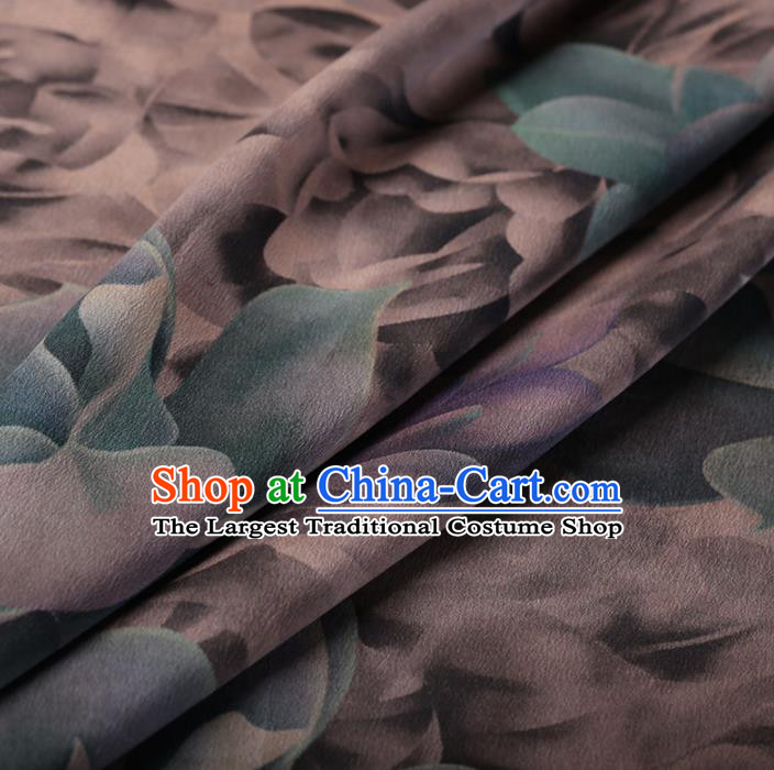 Chinese Traditional Silk Fabric Classical Lotus Pattern Satin Plain Cheongsam Drapery Gambiered Guangdong Gauze