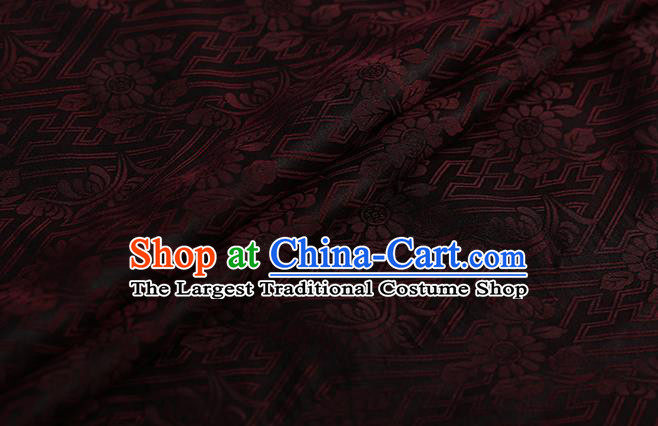Chinese Classical Black Silk Fabric Traditional Pattern Satin Plain Cheongsam Drapery Gambiered Guangdong Gauze