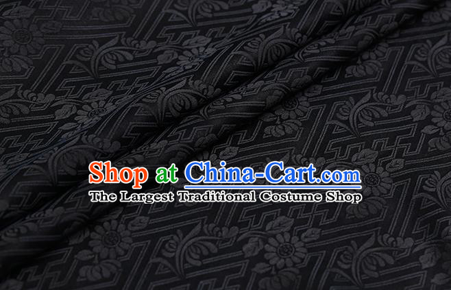 Chinese Classical Silk Fabric Traditional Grey Pattern Satin Plain Cheongsam Drapery Gambiered Guangdong Gauze