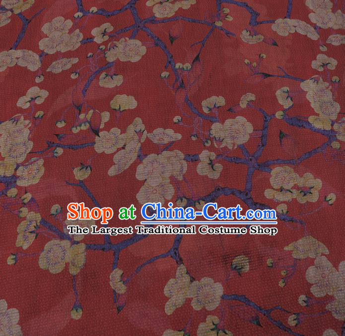 Chinese Classical Silk Fabric Traditional Pattern Red Satin Plain Cheongsam Drapery Gambiered Guangdong Gauze