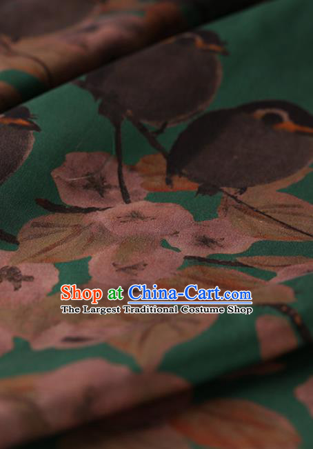 Asian Chinese Silk Fabric Traditional Classical Pattern Green Satin Plain Cheongsam Drapery Gambiered Guangdong Gauze