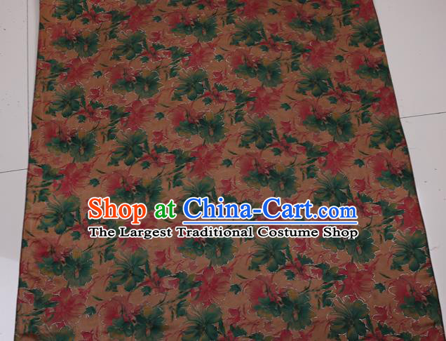 Traditional Chinese Bronze Gambiered Guangdong Gauze Satin Plain Classical Pattern Cheongsam Silk Drapery