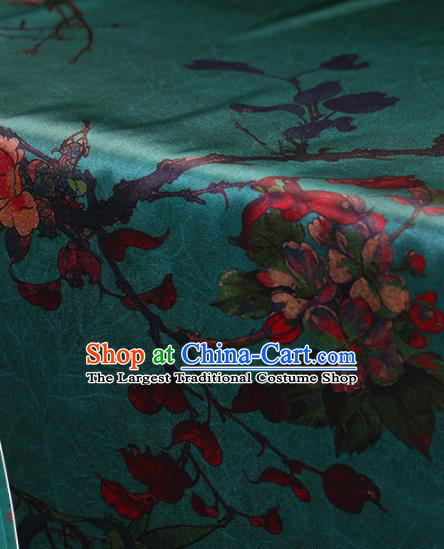 Traditional Chinese Green Gambiered Guangdong Gauze Classical Pattern Satin Plain Cheongsam Silk Drapery