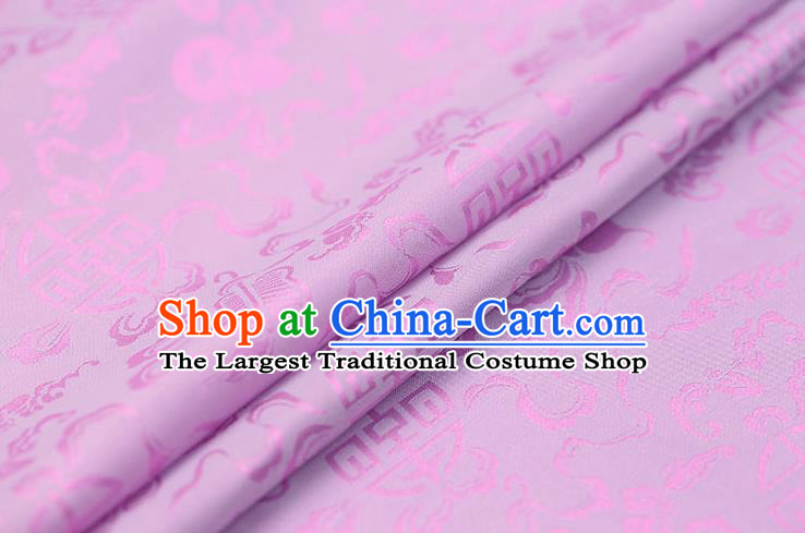 Traditional Chinese Lilac Brocade Palace Cucurbit Ribbon Pattern Satin Plain Cheongsam Silk Drapery