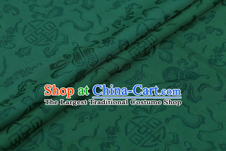 Traditional Chinese Deep Green Brocade Palace Cucurbit Ribbon Pattern Satin Plain Cheongsam Silk Drapery
