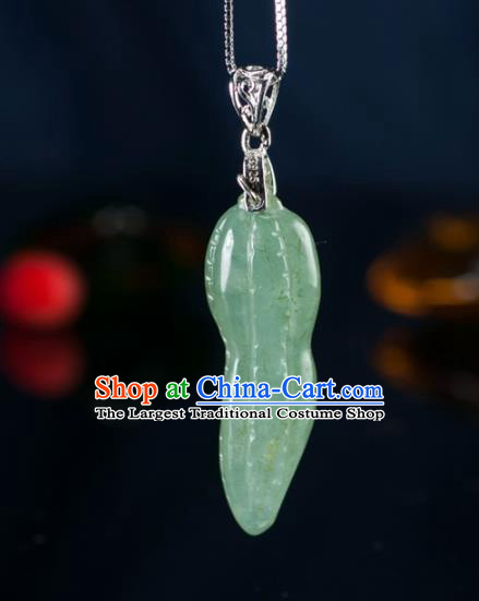 Chinese Traditional Jewelry Accessories Ancient Jade Carving Peanut Necklace Jadeite Pendant