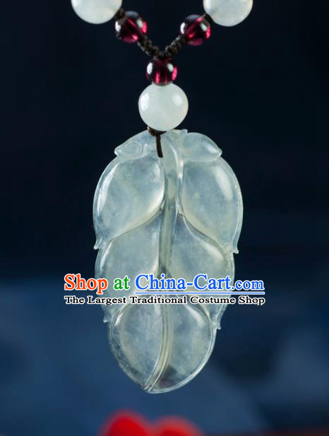 Chinese Traditional Jewelry Accessories Ancient Hanfu Jadeite Leaf Necklace for Women