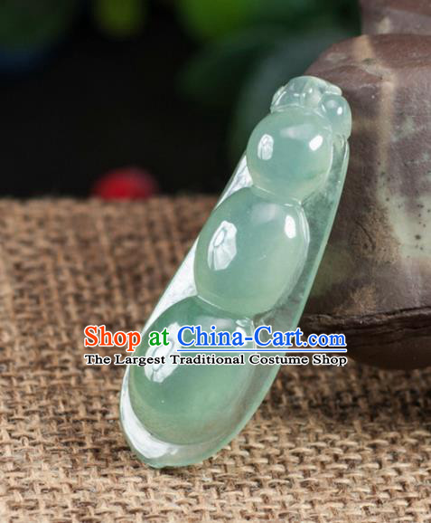 Chinese Traditional Jewelry Accessories Icy Jade Pea Pendant Ancient Jadeite Necklace
