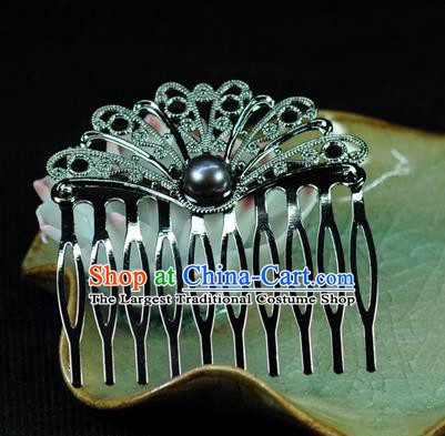 Chinese Traditional Hanfu Black Pearl Hair Comb Hair Accessories Ancient Classical Hairpins for Women
