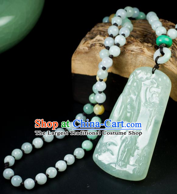 Chinese Traditional Jewelry Accessories Carving Jade Craft Handmade Jadeite Pendant