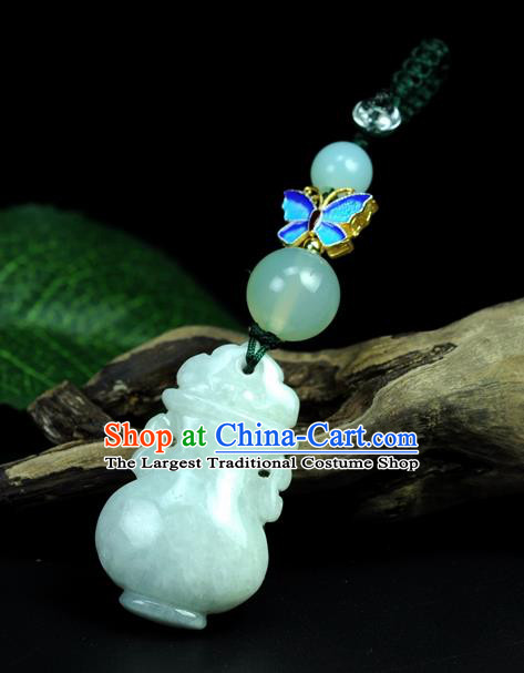 Chinese Traditional Jewelry Accessories Jade Sculpture Craft Handmade Jadeite Flagon Pendant