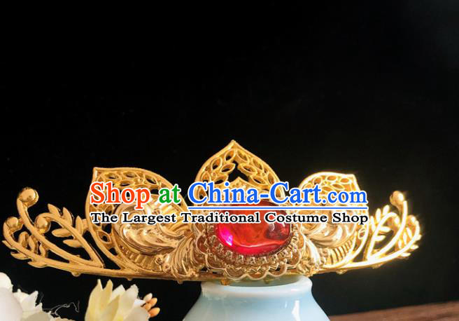 Chinese Classical Hair Accessories Traditional Ancient Hanfu Carving Lotus Golden Hairpins for Women