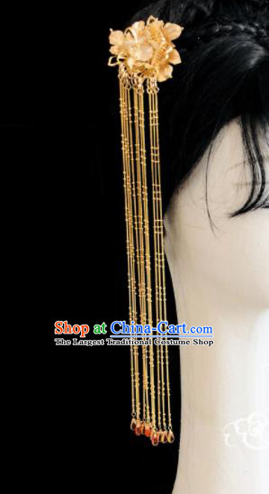 Chinese Classical Hair Accessories Traditional Ancient Hanfu Golden Flowers Hair Clip Hairpins for Women