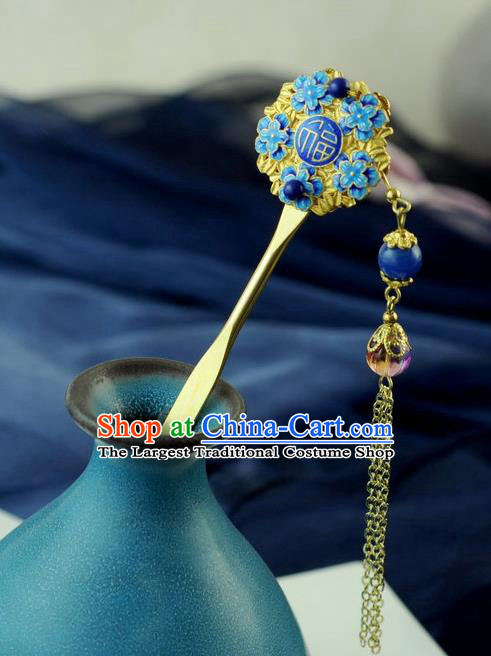 Chinese Traditional Palace Cloisonne Tassel Hair Clip Hair Accessories Ancient Classical Hairpins for Women
