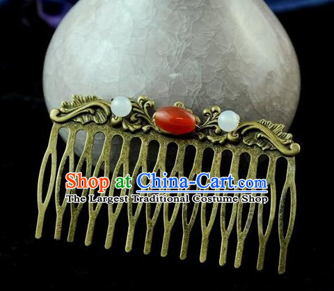 Chinese Traditional Agate Hair Comb Hair Accessories Ancient Palace Classical Hairpins for Women