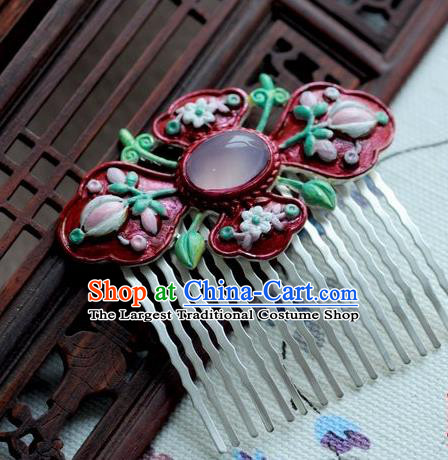 Chinese Traditional Red Hair Comb Hair Accessories Ancient Palace Classical Hairpins for Women