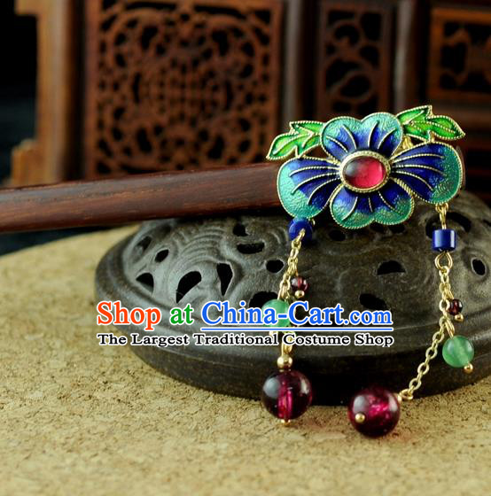 Chinese Traditional Palace Cloisonne Tassel Hair Clip Hair Accessories Ancient Classical Hairpins for Women