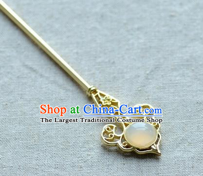 Chinese Traditional Classical Chalcedony Hair Clip Hair Accessories Ancient Palace Hairpins for Women