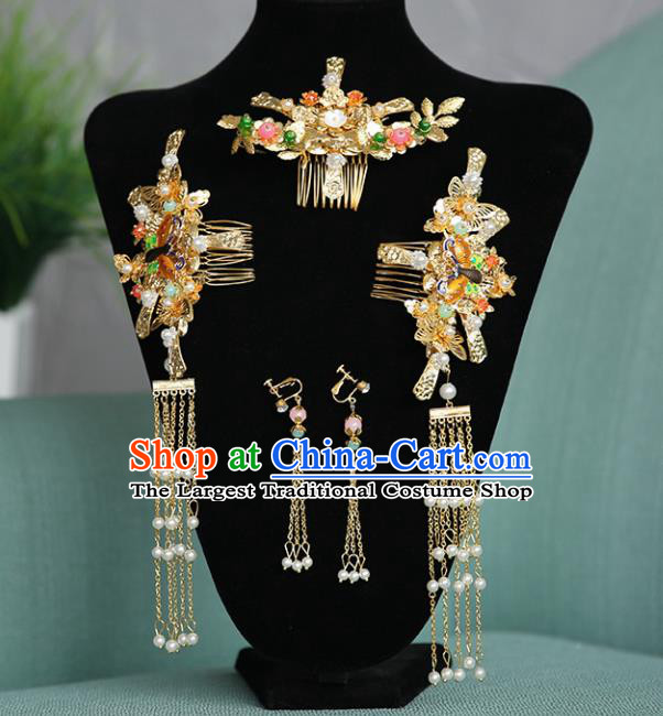Chinese Traditional Wedding Hair Clips Hair Accessories Ancient Bride Hairpins for Women