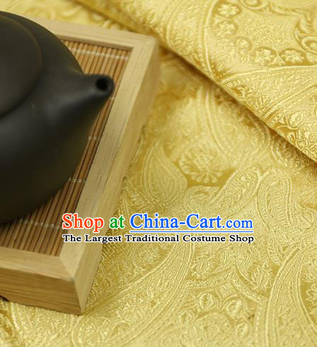 Asian Chinese Traditional Fabric Material Yellow Brocade Classical Pattern Design Satin Drapery