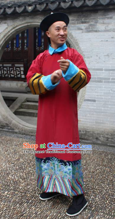 Chinese Traditional Ancient Qing Dynasty Court Eunuch Embroidered Costume for Men
