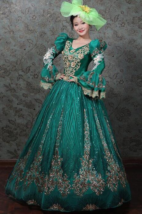Top Grade Modern Dance Green Dress Cosplay Queen Costume for Women