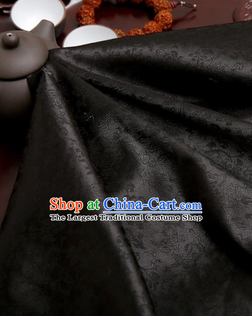 Chinese Traditional Black Brocade Classical Pattern Design Tang Suit Silk Fabric Material Satin Drapery