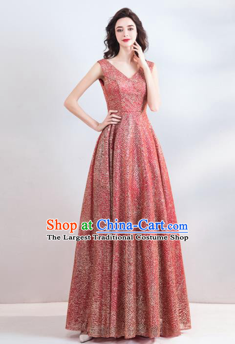 Top Grade Compere Red Formal Dress Handmade Catwalks Flower Fairy Bride Costume for Women