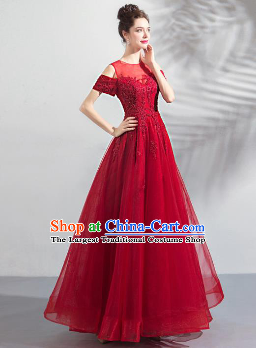 Top Grade Princess Wedding Dress Handmade Fancy Red Veil Wedding Gown for Women