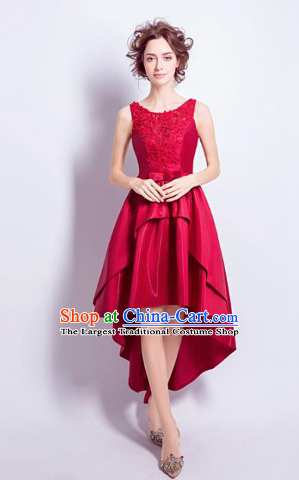 Top Grade Red Short Formal Dress Compere Costume Catwalks Evening Dress for Women
