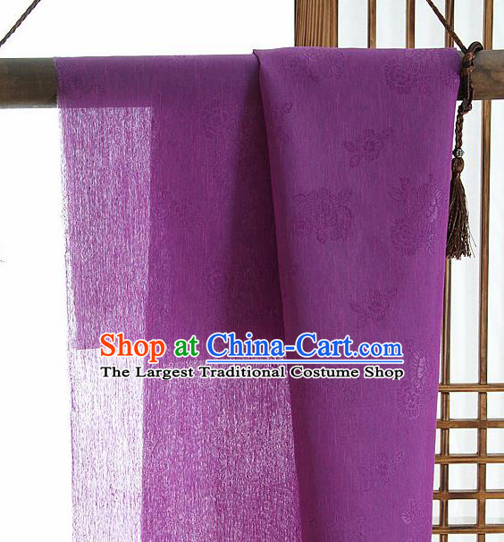 Asian Korean Traditional Deep Purple Tough Silk Fabric Hanbok Silk Material