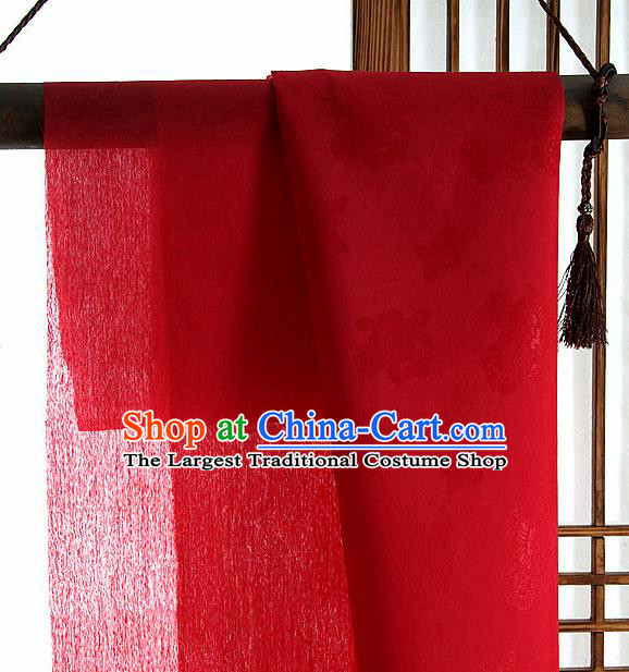 Asian Korean Traditional Red Tough Silk Fabric Hanbok Silk Material