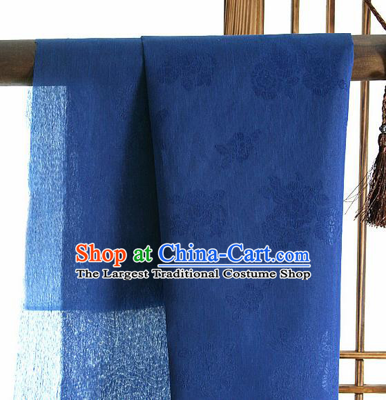 Asian Korean Traditional Deep Blue Tough Silk Fabric Hanbok Silk Material