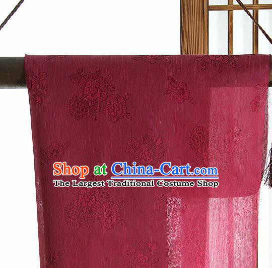Asian Korean Traditional Wine Red Tough Silk Fabric Hanbok Silk Material