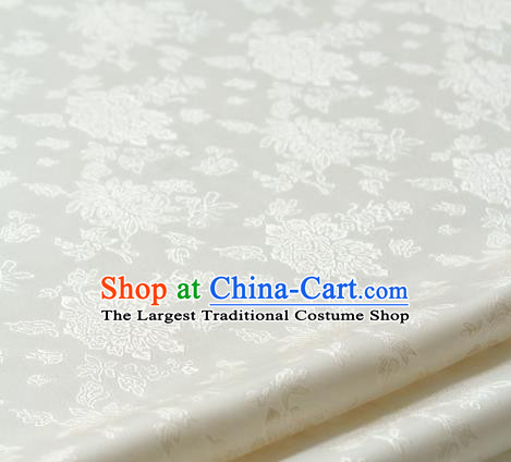 Asian Traditional Palace Drapery Korean Hanbok White Brocade Satin Fabric