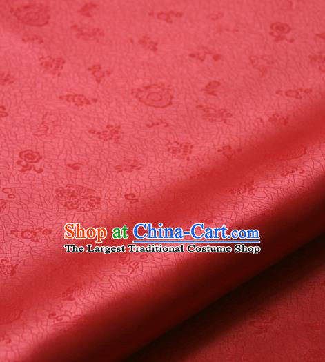 Asian Traditional Classical Pattern Palace Drapery Korean Hanbok Red Brocade Satin Fabric