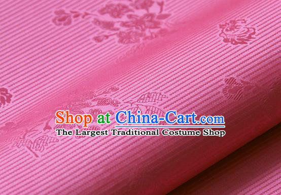Asian Korean Ancient Costume Drapery Traditional Palace Pattern Rosy Brocade Satin Fabric Silk Fabric Material