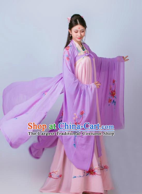 Chinese Traditional Tang Dynasty Embroidered Historical Costumes Ancient Princess Hanfu Dress for Women