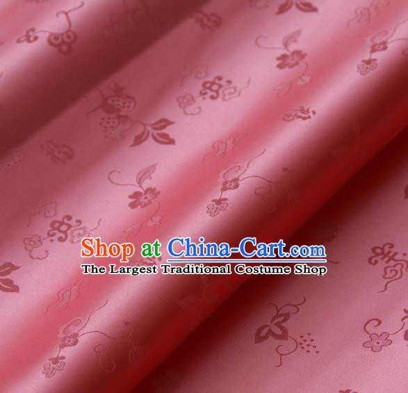 Traditional Asian Peach Pink Brocade Classical Cucurbit Pattern Drapery Korean Hanbok Palace Satin Silk Fabric