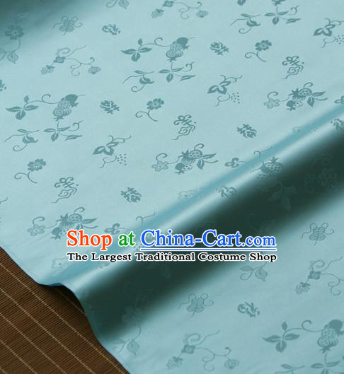 Traditional Asian Light Blue Brocade Classical Cucurbit Pattern Drapery Korean Hanbok Palace Satin Silk Fabric