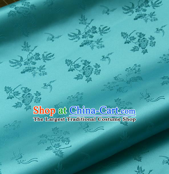 Traditional Asian Classical Grape Pattern Green Brocade Drapery Korean Hanbok Palace Satin Silk Fabric