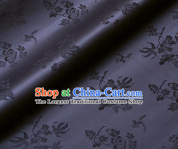 Traditional Asian Classical Grape Pattern Deep Purple Brocade Drapery Korean Hanbok Palace Satin Silk Fabric