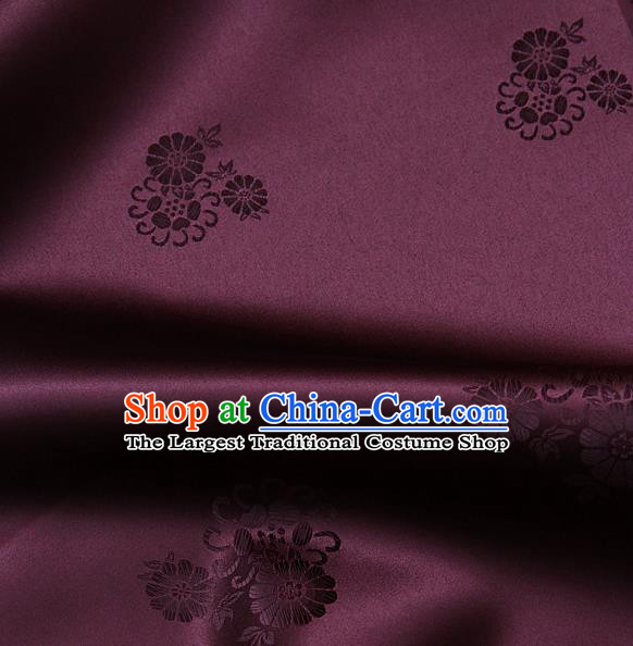 Asian Traditional Classical Pattern Wine Red Satin Drapery Korean Hanbok Palace Brocade Silk Fabric