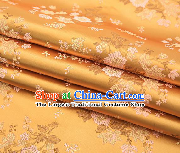 Traditional Chinese Golden Brocade Fabric Tang Suit Classical Pattern Design Satin Material Drapery