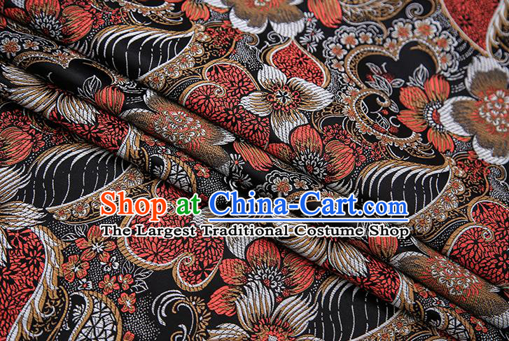Traditional Chinese Tang Suit Black Brocade Fabric Classical Pattern Design Material Satin Drapery
