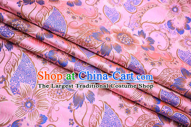 Traditional Chinese Tang Suit Pink Brocade Fabric Classical Pattern Design Material Satin Drapery