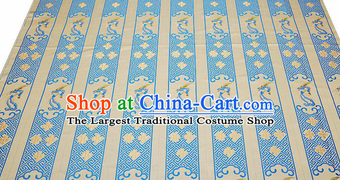 Chinese Traditional Classical Embroidered Blue Phoenix Pattern Design Brocade Fabric Cushion Material Drapery